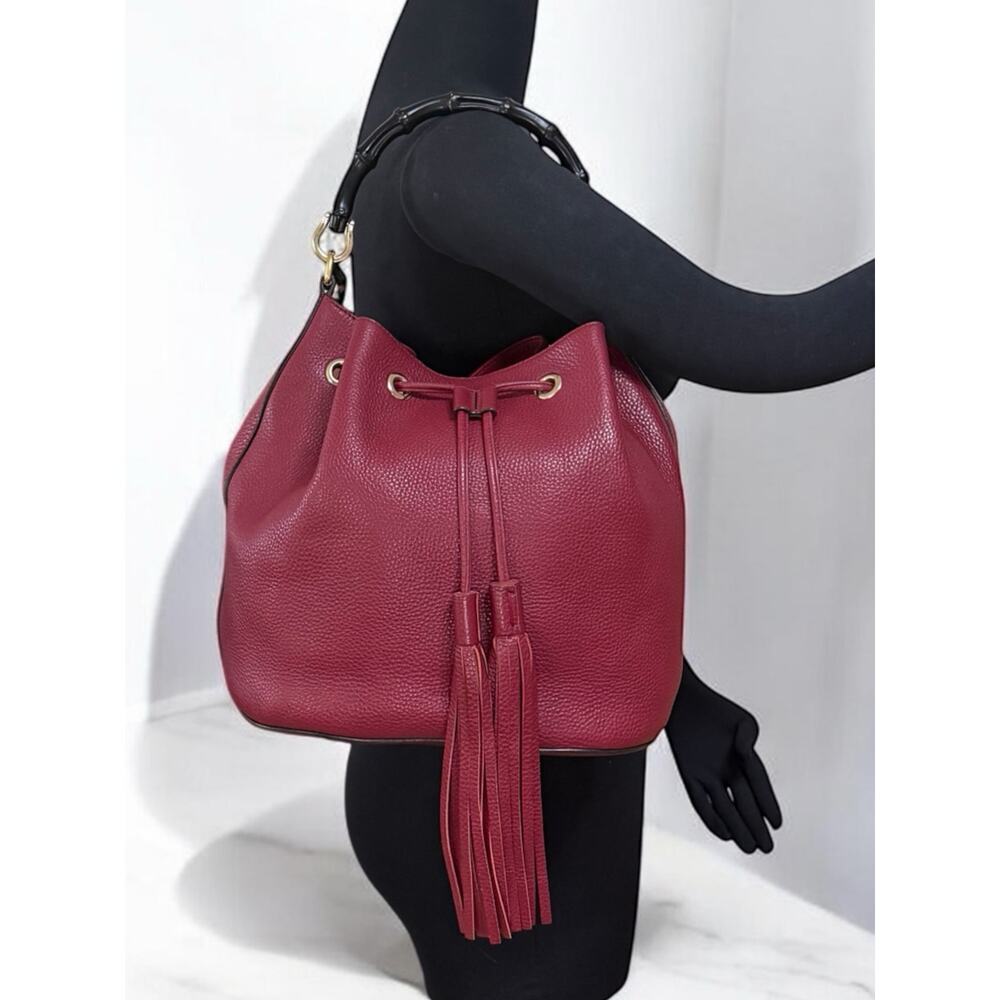 GUCCI Miss Bamboo Pebble Calfskin Bucket Bag - Picture 7 of 16